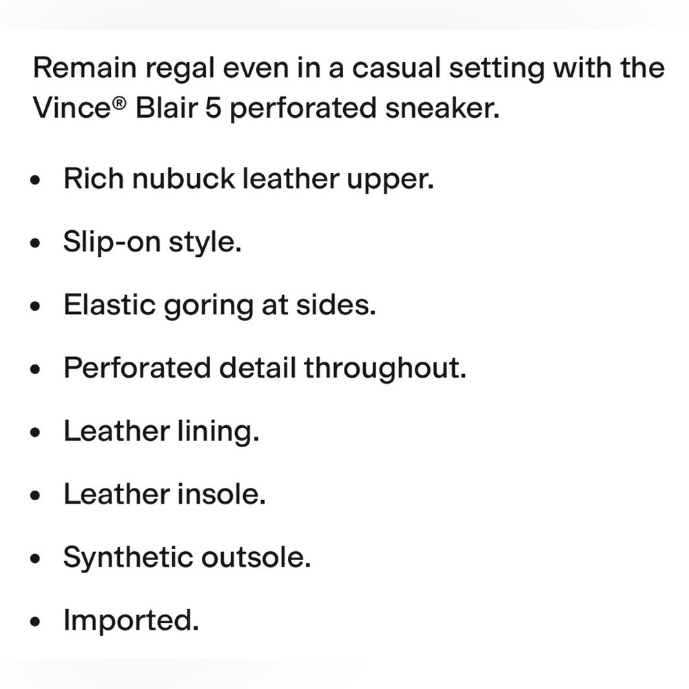 Vince Blair 5 Black Nubuck Leather Perforated Slip On Casual Sneaker Women’s 8 - Picture 15 of 15